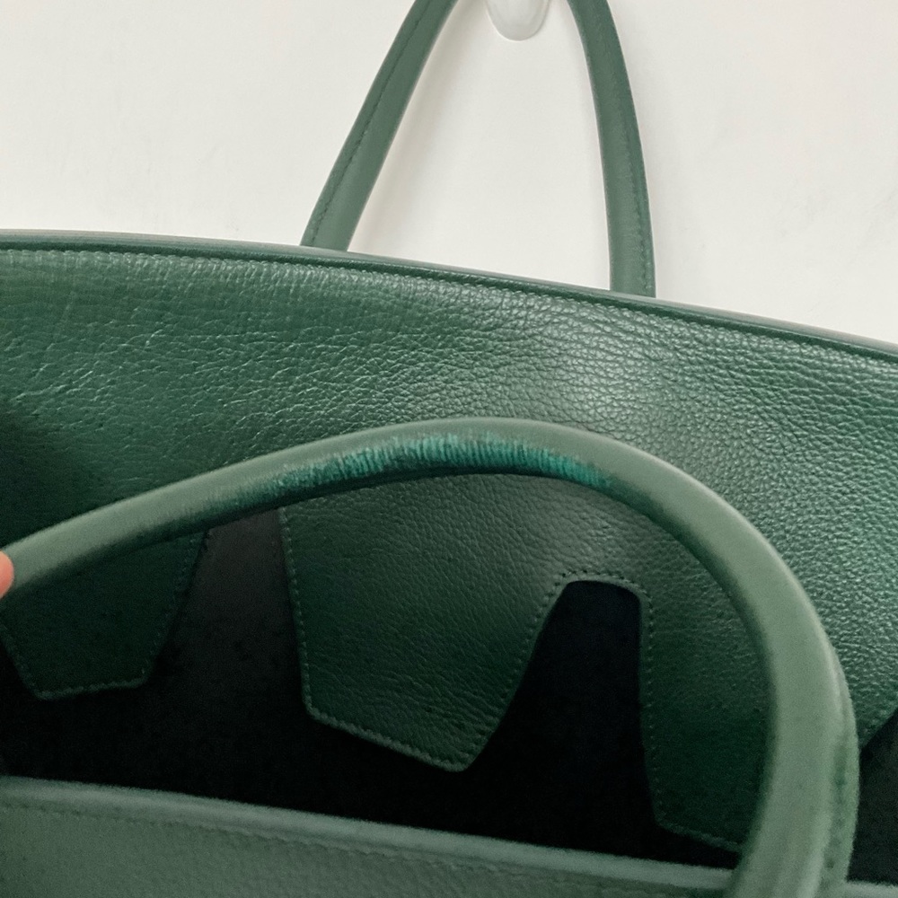 CELINE TEAL BLUE LEATHER SMALL TIE TOTE BAG - Picture 2 of 6